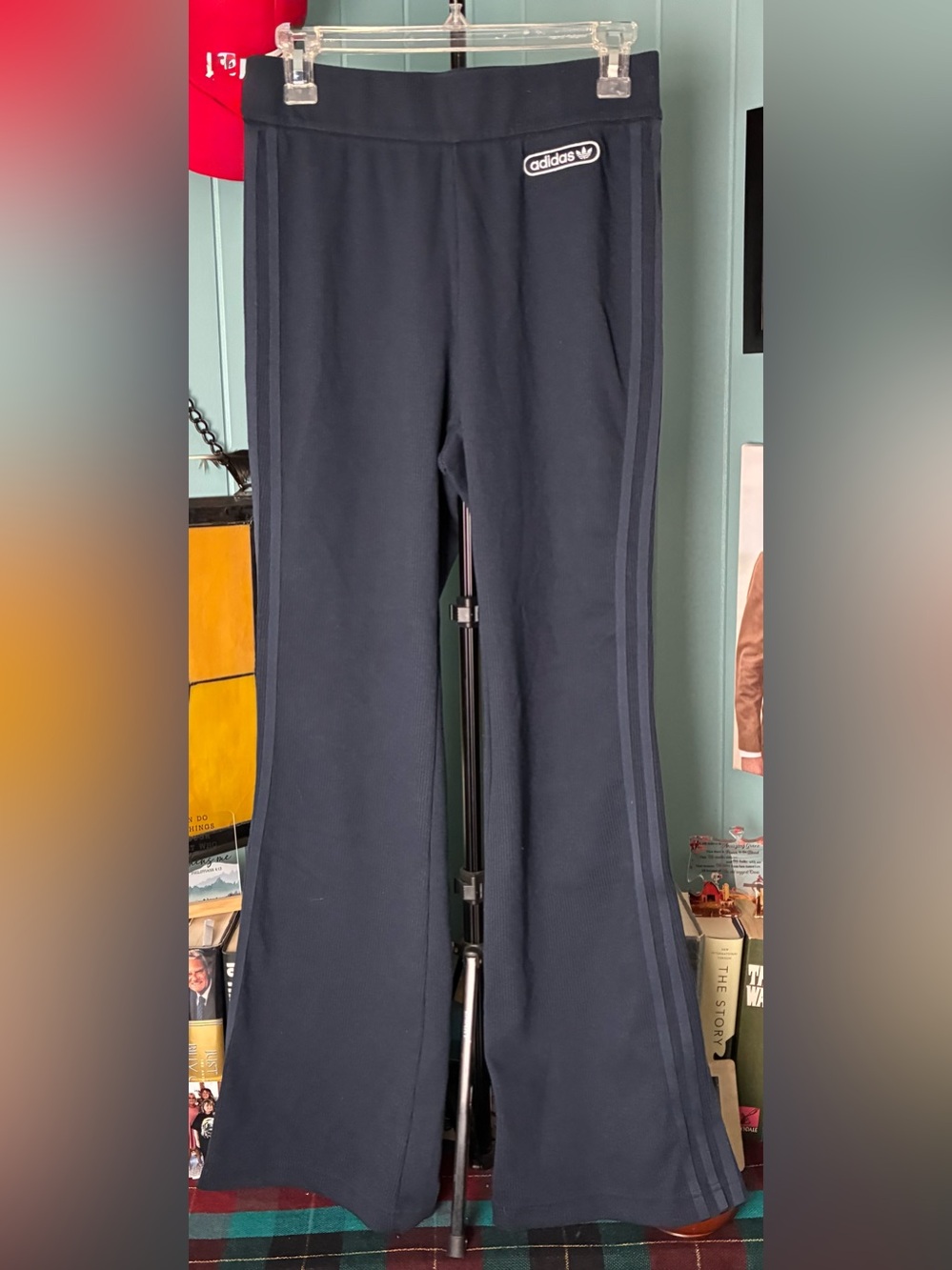adidas Dark Navy Ribbed Sweatshirt with Trefoil Tag